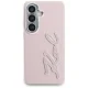 Karl Lagerfeld Grained Signature dėklas Samsung Galaxy S26, rausvas