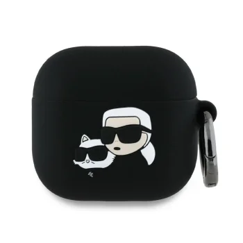 Karl Lagerfeld Silicone Karl&Chaupette Head 3D Case for AirPods 4 Black