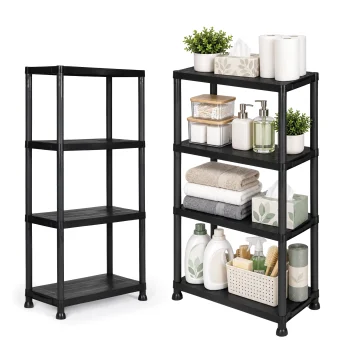 ModernHome 4-Tier Storage Shelving Unit, 61 x 30 x 131 cm, Black