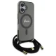 Guess Crossbody Cord Script MagSafe dėklas, skirtas iPhone 16, juodas