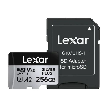 Atminties kortelė Lexar High-Performance Silver Plus microSDXC 256GB + adapteris