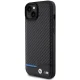 BMW dėklas iPhone 15 Plus telefonui Leather Carbon, juodas