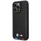 BMW iPhone 14 Pro Max Case Leather Stamp Tricolor MagSafe Black