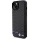 BMW dėklas iPhone 15 Plus telefonui Leather Carbon, juodas