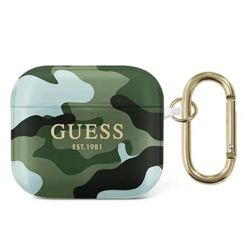 Guess dėklas AirPods 3 ausinėms Camo Collection, žalias / chaki