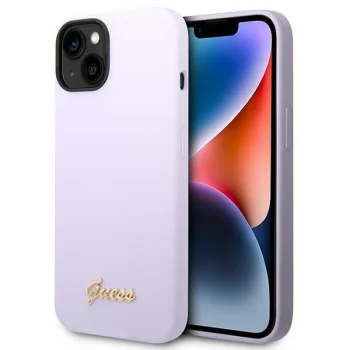 Guess Silicone Vintage Gold Logo Case for iPhone 14 Plus / 15 Plus, Purple