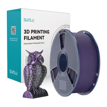 Sunlu PLA+ Silk Dual Color 3D spausdinimo gija (juoda ir violetinė)