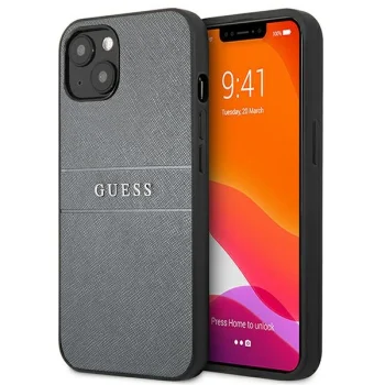 Guess Saffiano Stripe dėklas, skirtas iPhone 13 mini, pilkas