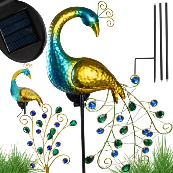 Saulės energijos sodo šviestuvas Pavas, LED, šilta šviesa, 110 cm