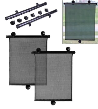 Universal Car Sunshade Roller Blinds (2 pcs), 40 cm, Black