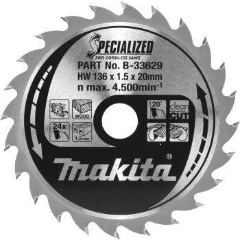 Diskinio pjūklo diskas medienai Makita B-33629 SPECIALIZED 136x20 mm 24Z