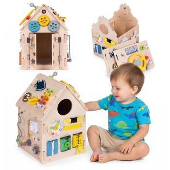 ECOTOYS XXL medinis lavinamasis namelis vaikams 30-in-1