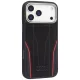 Audi R8 Genuine Leather MagSafe dėklas, skirtas iPhone 17 Pro, juodas/raudonas