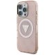 Guess IML Metal Glitter 4G Circle Triangle MagSafe dėklas iPhone 16 Pro, rožinis
