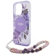 Guess IML Flowers Pearl Strap MagSafe dėklas iPhone 16 Pro Max telefonui, violetinis