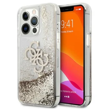 Guess 4G Big Liquid Glitter Case for iPhone 13 Pro Max - Gold