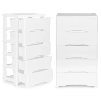 ModernHome 5-Drawer Storage Unit on Wheels, White