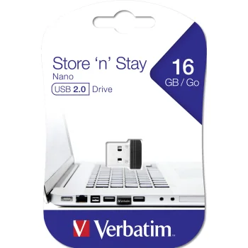 USB atmintinė Verbatim Store n Stay Nano 16 GB USB 2.0 (97464), juoda