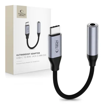 Tech-Protect Ultraboost USB-C to Mini Jack 3.5mm DAC Adapter - Dark Gray