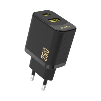 Dudao A26T GaN 25W USB-A ir USB-C įkroviklis - Juodas