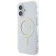 Guess dėklas iPhone 16 Plus telefonui IML Glitter Circle MagSafe, skaidrus