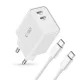 Tech-Protect C35W įkroviklis 2x USB-C PD 35W su USB-C laidu, baltas
