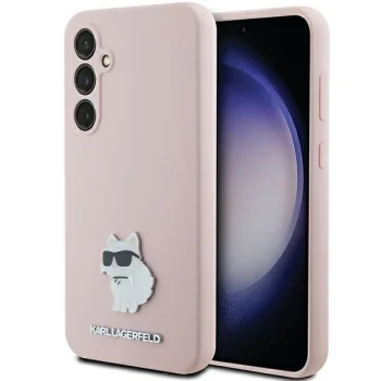 Karl Lagerfeld Samsung Galaxy S23 FE Case Silicone Choupette Metal Pin, Pink