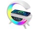 RGB LED stalinė lempa su belaidžiu įkrovikliu, Bluetooth garsiakalbiu ir žadintuvu