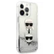 Karl Lagerfeld iPhone 13 Pro Max Case Liquid Glitter Karl & Choupette, Silver