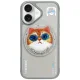 Dėklas Nimmy Glasses Cool Cat MagSafe skirtas iPhone 16 6.1\", su stovu, pilkas