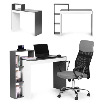 ModernHome CHDK07-DG Computer Desk with 4 Shelves, Grey