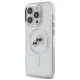 Karl Lagerfeld dėklas iPhone 14 Pro Max telefonui Metal Karl & Choupette MagSafe, baltas