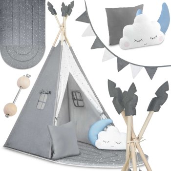 Nukido Nk-406 Kids Teepee Tent, Grey