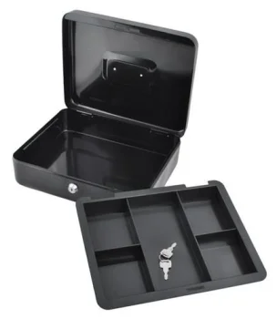 Didelė metalinė pinigų dėžutė Malatec, juoda