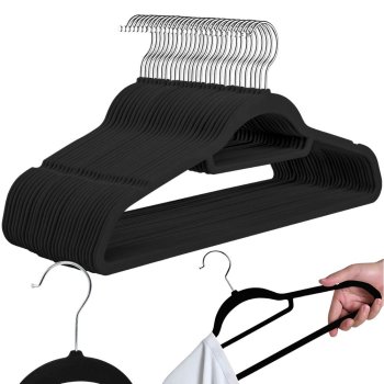 Velvet Clothes Hangers, Non-Slip Suit Hangers, Set of 20, Black