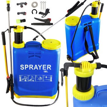 Backpack Garden Pressure Sprayer with Nozzles, 16L, Blue