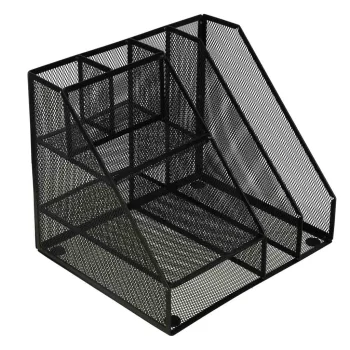 Large A4 Metal Mesh Desk Organizer with 7 Compartments, Black