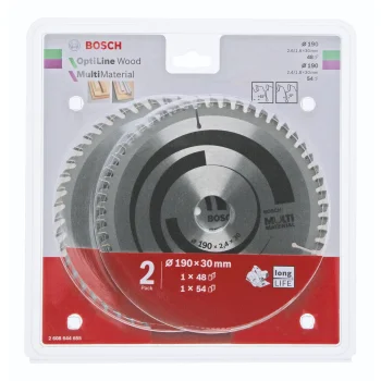Bosch diskinių pjūklų diskų rinkinys Optiline Wood ir Multi Material, 190 mm, 2 vnt.
