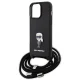 Karl Lagerfeld dėklas iPhone 15 Pro Max Crossbody Saffiano Monogram, juodas