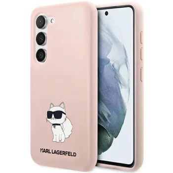Karl Lagerfeld Liquid Silicone Ikonik Choupette Case for Samsung Galaxy S23+, Pink