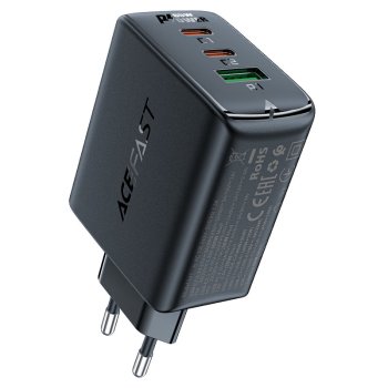 Greitasis tinklo įkroviklis Acefast A41 GaN 2xUSB-C / USB-A PPS PD QC4+ 65W juodas