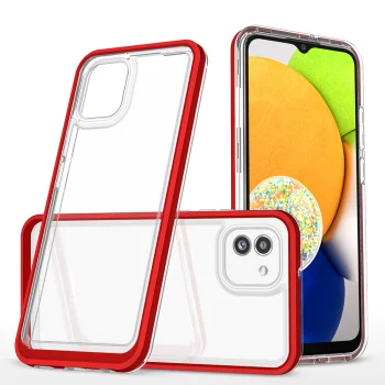Skaidrus dėklas Samsung Galaxy A03 Hybrid Armor Clear 3in1, raudonas