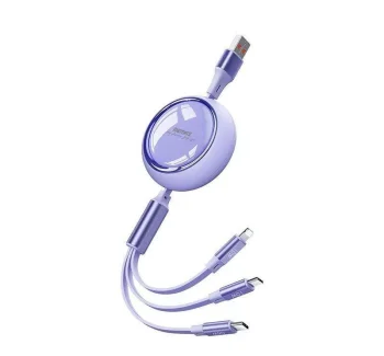 Remax Linon Series 3in1 įkrovimo laidas 66W USB-C / Lightning / Micro-USB RC-C029, violetinis