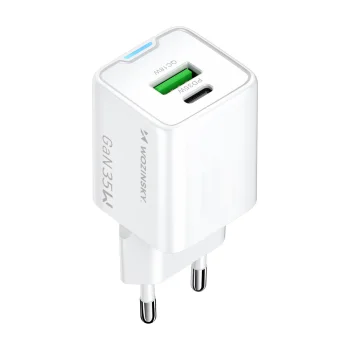 Wozinsky WWC-35W GaN tinklo įkroviklis USB-A ir USB-C 35W, balta