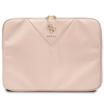 Guess ZIP Leather Triangle 14" nešiojamojo kompiuterio dėklas, rožinis