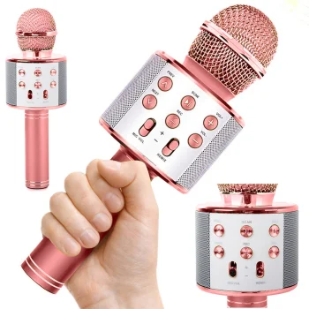 Belaidis „Bluetooth“ karaoke mikrofonas su garsiakalbiu, rožinis