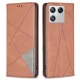 Xiaomi 13 geometrinio rašto odinis dėklas su stovu, kavos spalvos