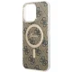 Guess dėklas iPhone 14 Pro Max telefonui 4G MagSafe, rudas