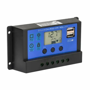 Saulės įkrovimo valdiklis 40A 12V/24V PWM su LCD ekranu ir 2x USB