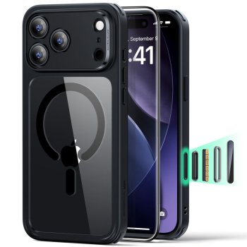 ESR Classic Hybrid MagSafe Case and Tempered Glass Set for iPhone 17 Pro, Clear Black
